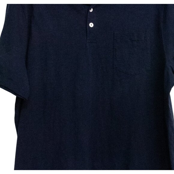 Five Four Mens Navy Polo Shirt Short Sleeve Collared Button-Up 2XL Cotton Blend - Picture 3 of 6